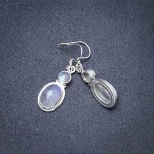Natural Rainbow Moonstone Handmade Unique 925 Sterling Silver Earrings 1.5" Y1732
