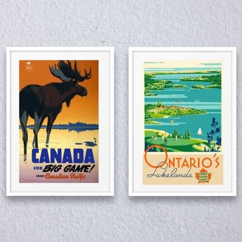 Vintage Ontario Canada Travel Poster Wall Art Picture Decor ,Ontario Canada Landscape Art Canvas Painting Prints Home Decoration