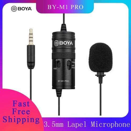 BOYA BY-M1 Pro Omni-Directional Lavalier Microphone Mic Single Head Clip-on Condenser Mic for Smartphone DSLR Camcorder Audio