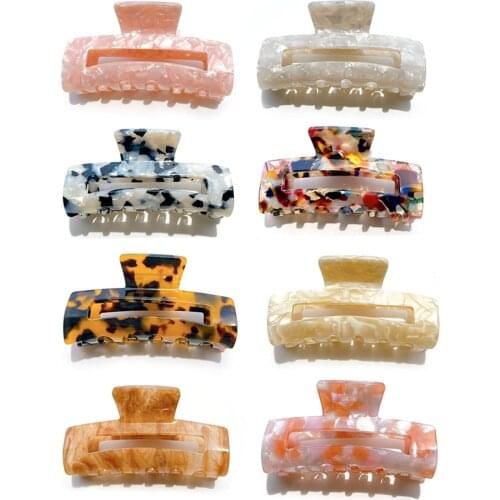 High Quality Geometric Acetate Hair Claws Large Square Hair Crabs Clip Leopard Grain Hair Clamps for Women Hair Accessories