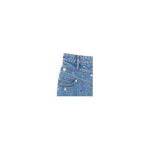2020 Autumn and Winter New Fashion Rivet Washed A-line Denim Retro Half-length European Skirt Women SK515
