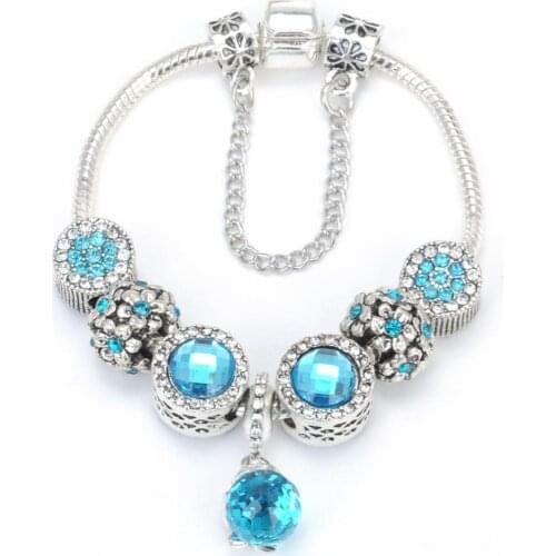 Szelam 2020 Fashion Jewelry Charm Bracelets & Bangles Blue Glass DIY Beads Bracelets for Women Pulseras SBR190116