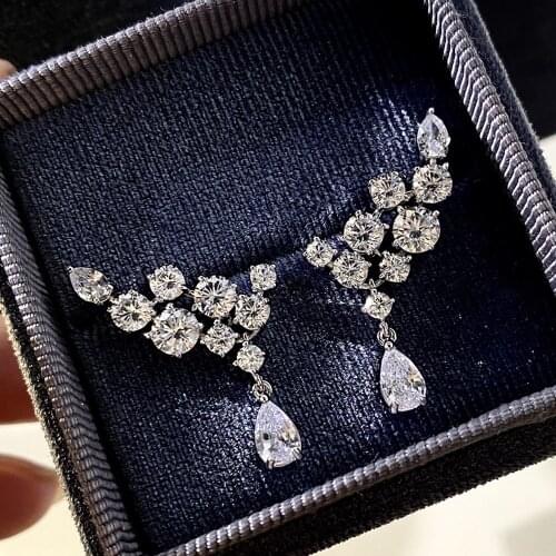 Fashion Wings Crystal Zircon Diamonds Gemstones Drop Earrings for Women White Gold Silver Color Jewelry Party Dress Accessories