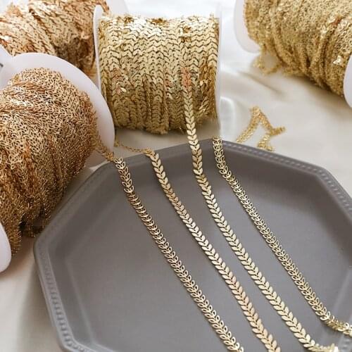 1 meter Gold-clad 14k18k Necklace for Men Women leaf hollow chain leaf diy handmade jewelry material accessories