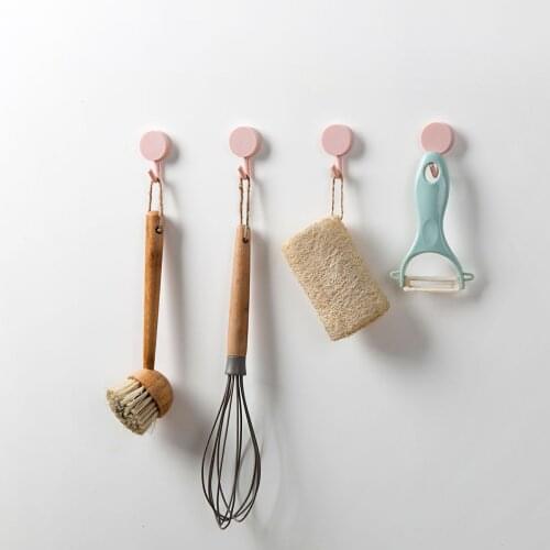 10PCS Macarone Adhesive Cabinet Door Hooks Clothes Hanger Key Holder Sticky Hanging Hook with Suction Cup Decorative Wall Hanger