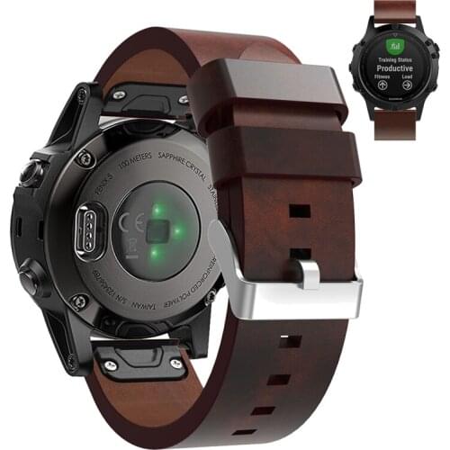 22mm For Garmin Fenix 5/5Plus/ 6 Plus/Forerunner935 945 Leather Watch Band Quick Fit Smart Bracelet Wristband Replacement Strap