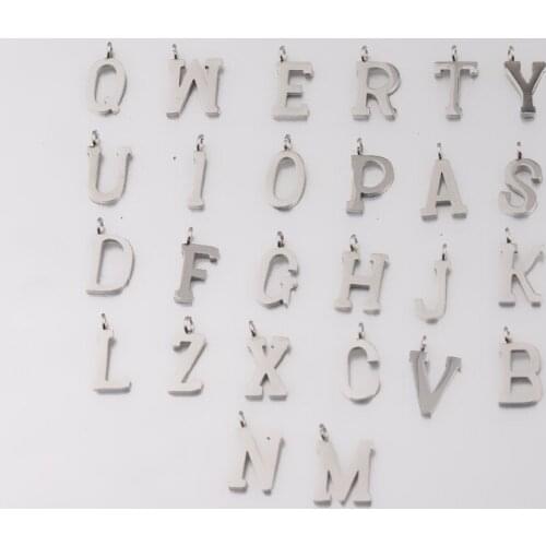 26pcs Mirror polished stainless steel 26 capital letters welding cross ring single pendant DIY necklace earrings accessories