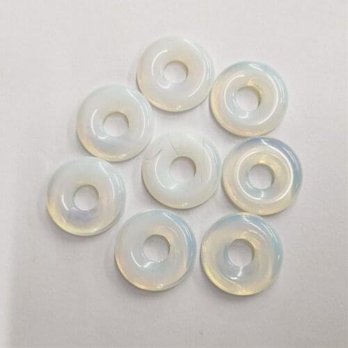 8Pcs 18x6mm White Opal Donuts Pendant Bead For DIY Jewelry Necklace Bracelet Making Accessories Creative Gifts