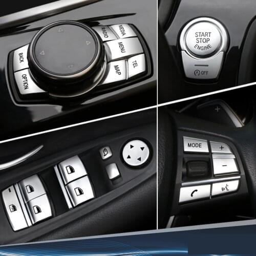 Car Interior Accessories ABS Chrome Button Cover Stickers For BMW F10 F07 F06 F12 F13 F01 F02 F20 F30 F32 Car Styling