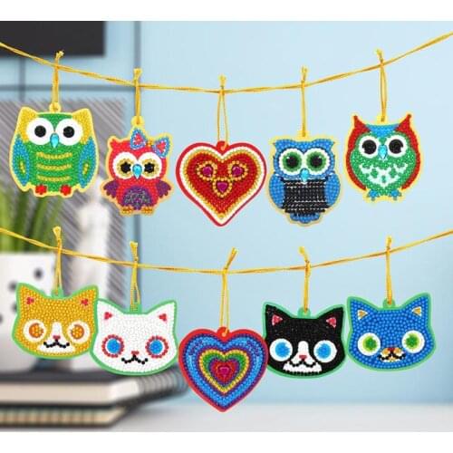 20Pcs Mini Greeting Card Pendant Diamond Painting Single Side Special Shape Diamond Greeting Cards DIY Craft Gift