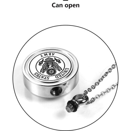 Us Military Soldier Titanium Steel Pendant Necklace Commemorative Lovers Ashes Necklace Unscrewed Small Paper Perfume Bottle