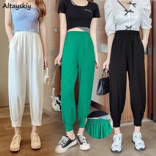 Casual Pants Women Harem Trousers Korean Style Chic Summer Breathable All-match Daily Lady Elegant Leisure Ankle-length Female
