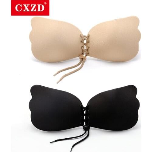 CXZD Seamless Self Adhesive Fly Bra Strapless Push Up Bra Wireless Stick On Sexy Lingerie Invisible Silicone Women Bra