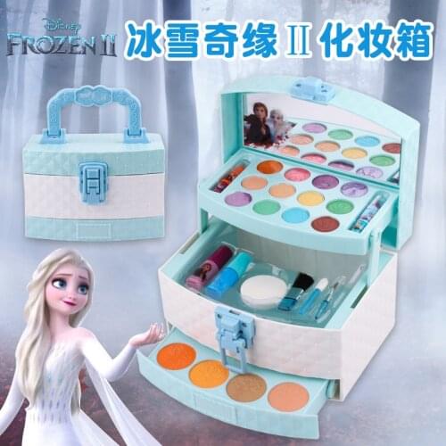 Disney girls frozen 2 elsa anna princess Makeup suitcase Toys set with box snow White Makeup Box Set kids Toy Gift