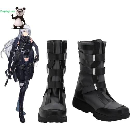 CosplayLove Girls Frontline AK15 Black Cosplay Shoes Long Boots Leather Custom Hand Made For Halloween
