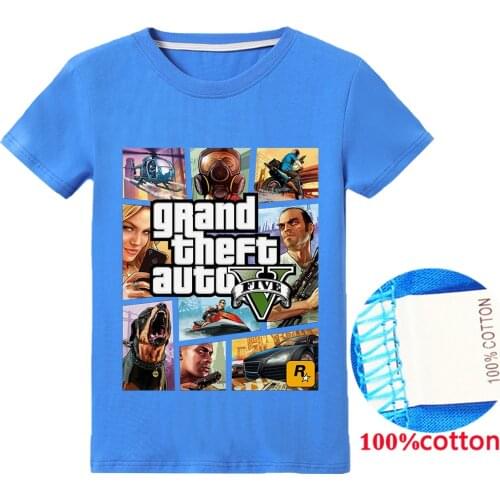 GTA5 Grand Theft Auto V Children T-shirt Tops Clothing Boys Fashion Round Neck Short Girl Sleeve Top New Arrival Kids Clothing
