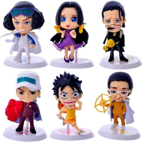 New 6pcs/set Q version one piece PVC action figure Monkey D Luffy Boa Hancock Borsalino Kuzan Sir Crocodile action figure doll
