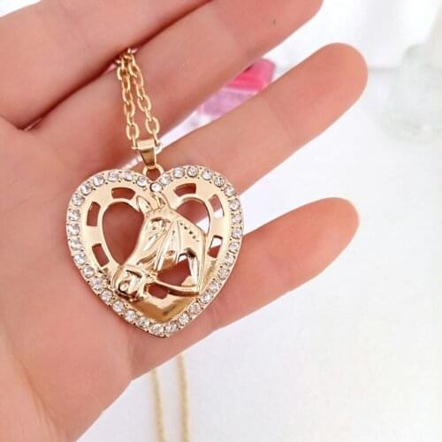 Hzew heart horse head pendant necklace love horse necklaces