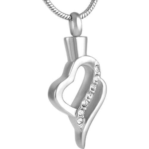 IJD9124 2017 New Arrive CZ stone inaly 316L stainless steel ashes urn charm necklace keepsake holder cremation jewelry pendants