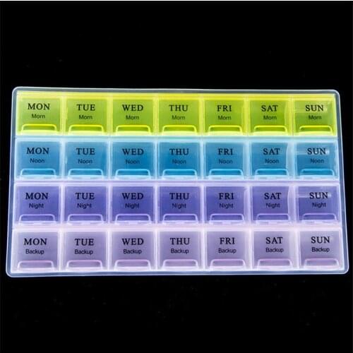 1PCS 4 Row 28 Squares Weekly 7 Days Tablet Pill Box Holder Medicine Storage Organizer Container Case