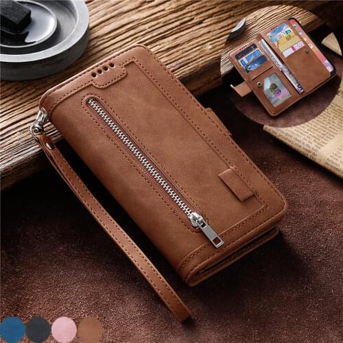 Leather Case for Samsung A72 5G 4G 9-Card Zipper Wallet Flip Case for Samsung Galaxy A52 Shell A12 A 32 72 82 22 M12 Stand Cover