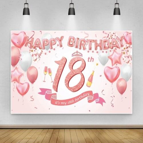 Laeacco 18th Birthday Party Colorful Balloons Love Heart Customized Poster Princess Photo Backdrop Photographic Background