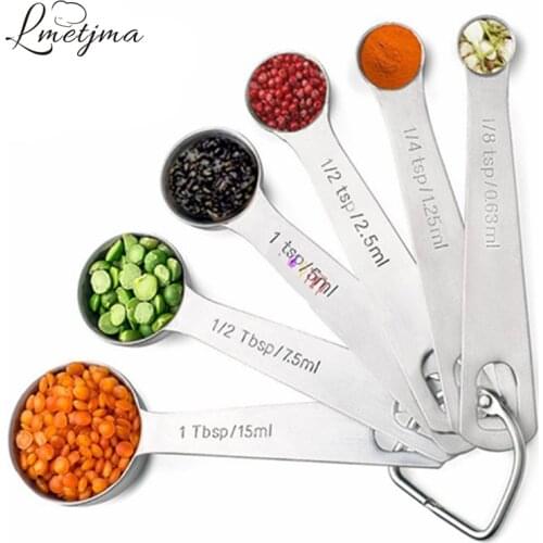 LMETJMA 6pcs/set Stainless Steel Measuring Spoons Set Teaspoons Narrow Mouth Spice Jars Baking Measuring Spoons For Baking K0125