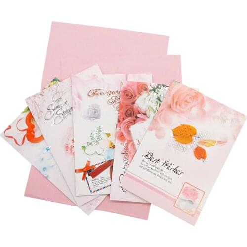 1pcs Flower Wishes Greeting Card Mini Postcard Birthday Letter Writing Paper Message for Valentines Day