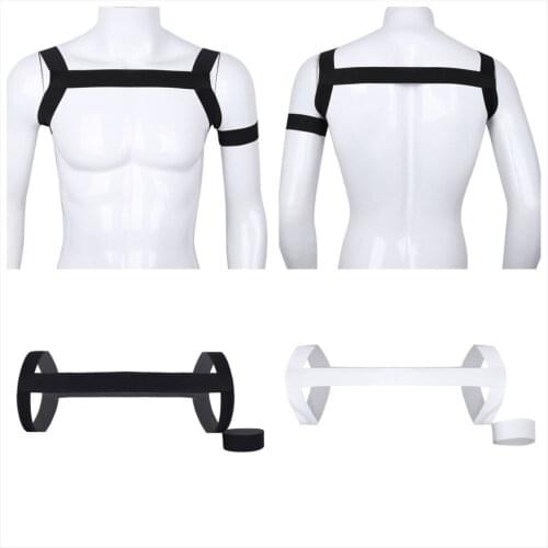 Mens Harness Lingerie Body Chest Straps Costumes Sexy High Elastic Bondage Costume With Arm Band Night Club Man Performance Cost