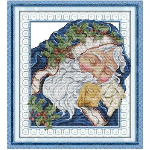 Santa diy Embroidery Cross Stitch Kit, Merry Christmas Continental Needlework Furniture Sewing Embroidery Decorative Figure