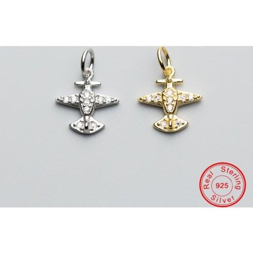 UQBing 14*13*3mm Women Silver Charms Gold Silver Clear Crystal Rhinestone Airplane Charm DIY Jewelry Making