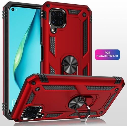 For Huawei P40 Lite Armor Shockproof Case for Huawei P 40 Lite Military Protective Ring Holder Magnet Case Cover