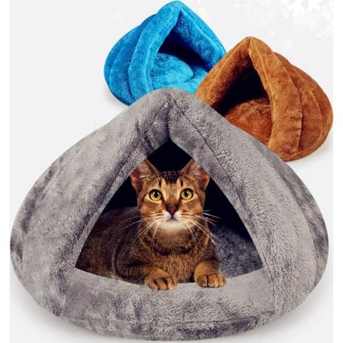 Puppy Pet Cat Bed For Small Dog Soft Warm Nest Kennel Cat Beds Cave House Sleeping Bag Mat Pad Tent Pets Winter Warm Pets Beds