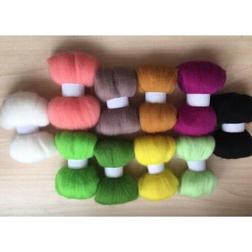 WFPFBEC wool fiber needle felting roving felting merino wool fiber mix color 5g/10pcs/lot use Shiba Inu Set animals feutre
