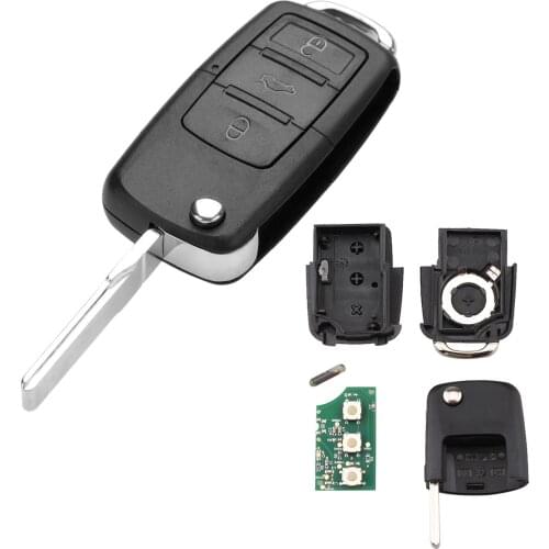 3 Buttons Flip Folding Smart Remote Car Key Fob For VW Volkswagen Passat Polo Beetle Bora 1J0959753DA 434Mhz W/ ID48 HU66 Blade