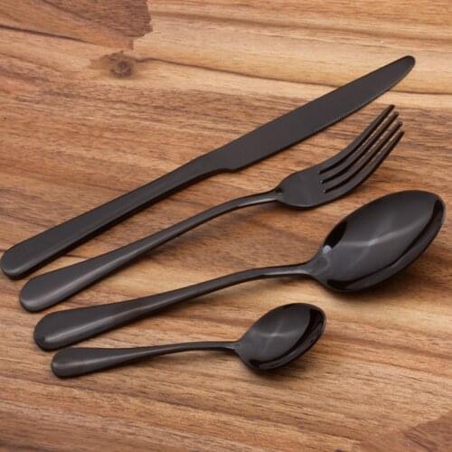 Black Gold Rainbow Sliver Cutlery Set Stainless Steel Dinnerware Tableware Silverware Sets Dinner Knife and Fork Wholesale