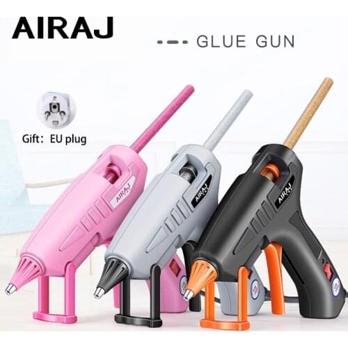 AIRAJ 70W/150W Hot Melt Glue Gun, Gift 70MM Pink/Gray/Transparent Glue Stick, Can Provide EU Conversion Plug Bonding Tools