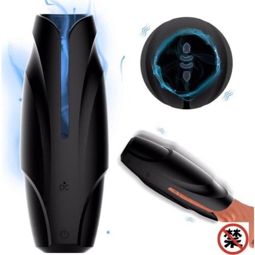 Long Size Penis Training Cup 10 Strong Vibrations Male Realist Oral Cup Sex Toy for Man Masturbation