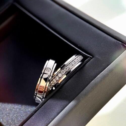 Top quality women rotate S925 sterling silver wedding finger rotation mark full diamond party ring