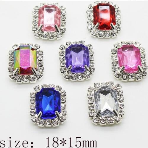YWXINXI 10Pcs new hot sale 15*18mm rectangular Diy jewelry accessories rhinestone flat bottom acrylic wedding invitation jewelry