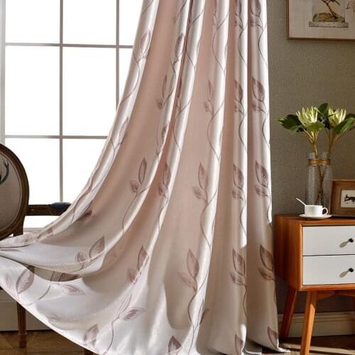 Explosive Cationic Leaf Printing Jacquard Curtain Plant Shading Fabric Fabric Simple and Modern Curtains for Living Room Bedroom