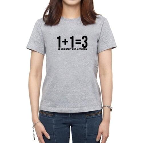 1+1=3 Funny T Shirt Women Short Sleeve O-neck Cotton Tee Shirt Femme White Loose Tshirt Women Top Camisetas Mujer