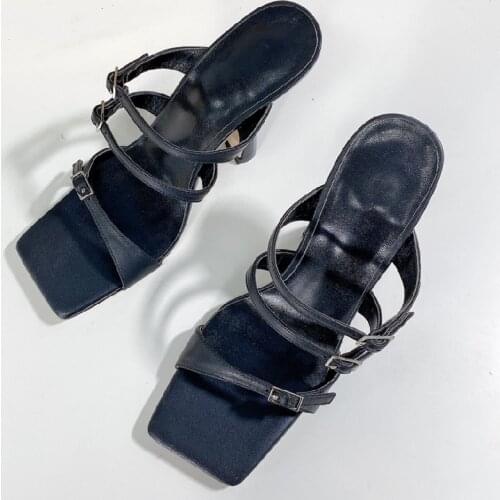 Summer Women Shoes Female New Career Sandals Ladies Square Toe Sandalias High Heels Chaussure Fashion White Sandales Outdoor