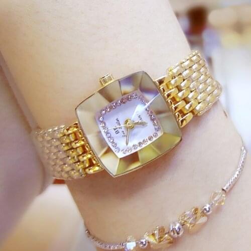 Watch Women Stainless Steel Luxury Brand Diamond Ladies Wrist Watches With Gold Square Golden Watches For Women 2019 Reloj Mujer