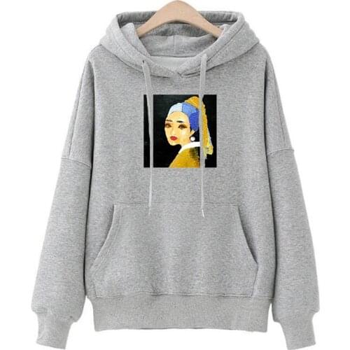 Harajuku Hoodies Funny Cartoon Turtleneck Women Winter Warm Graphic Print Sweatshirt Hip Hop Long Sleeve Hoody Female Gray