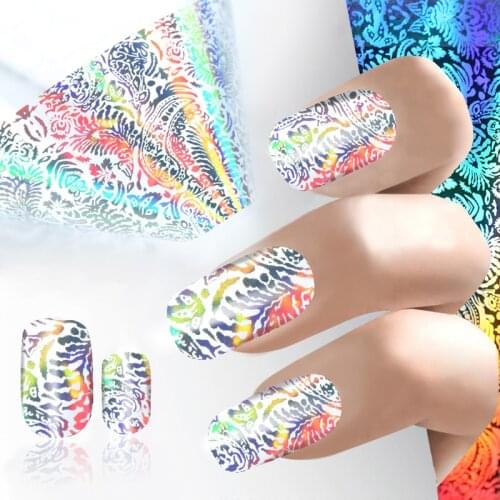 1pc 100*4cm DIY Pattern transparent holographic foil Craft Semi Transparent Laser Nail Art Sticker&Decals Manicure Accessories
