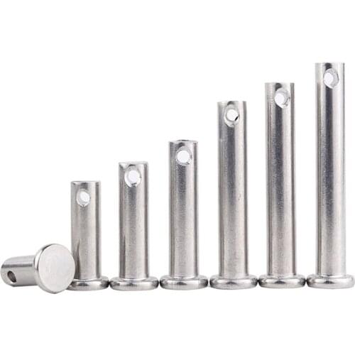 10pcs M6 304 stainless steel pins shaft flat head cylindrical pin with hole positioning dowels dowel GB882 10mm-100mm length