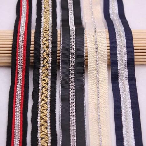 10yards Rhinestones Beaded Lace Trim For Sewing Dresses Belt Paillette Metal Chain Lace Ribbon Beaded Appliques Accessories