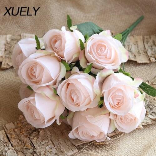 11 Heads high quality rose artificial flowers bouquets silk roses wedding flowers bridal bouquets home decor Valentines Day