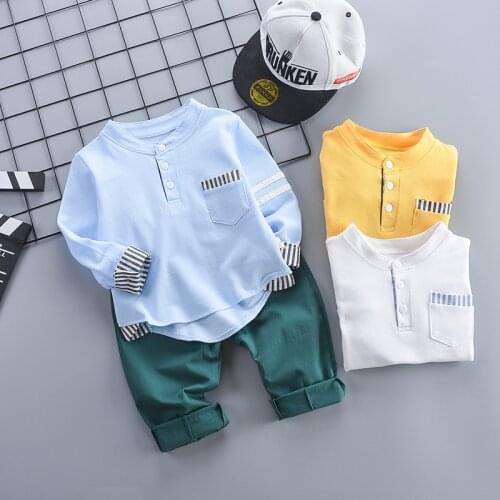 2021 Casual Long Sleeve Childrens Clothing New Kids Autumn Costume 2Pcs Set For Boys 0-5 Year Newborn Baby Suit New Baby Outfit